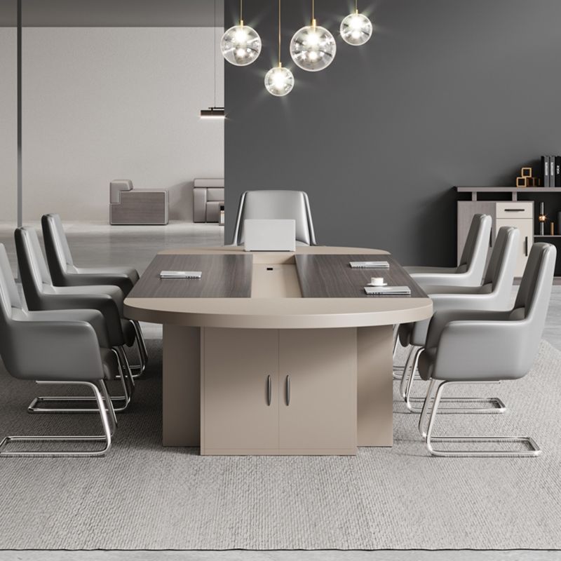 Contemporary Executive Desk Office Oval Executive Desk with Hutch Clearhalo 'furn' 'furn_office_desk' 'Furniture' 'Office Desks' 'Office Furniture' 'office_desk' 1200x1200_5112bd6a-2c02-4a37-817a-4ef86f40aac6