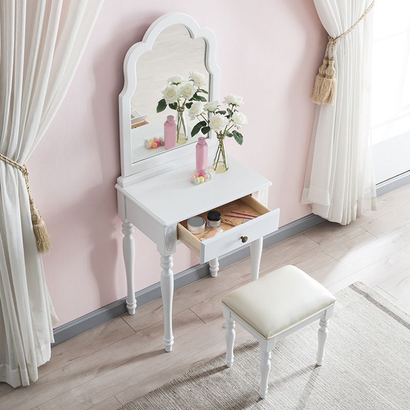Juego de taburetes de tocador de tocador de madera tradicional, 23.62 "de ancho