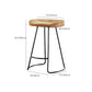 Modern Armless Backless Counter Stool Iron Bar Stool with Wooden Seat for Bar
