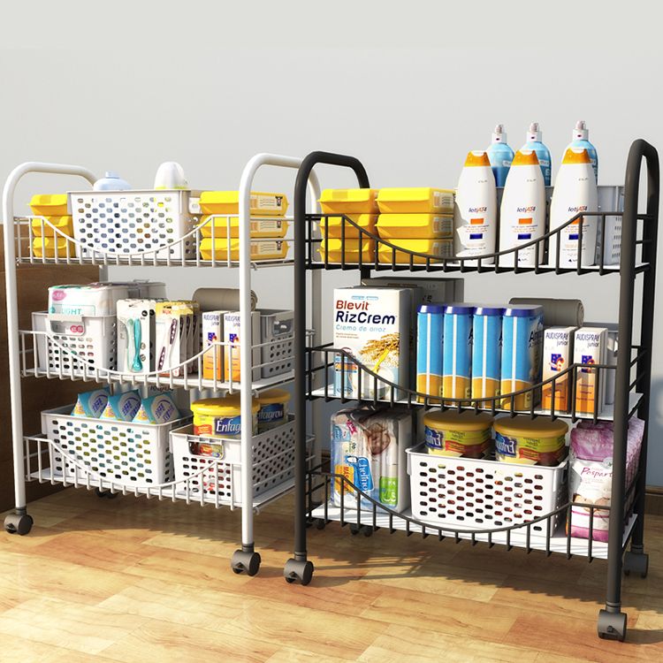 Moderne stijl stalen boekenkast met wielen open boekenplank voor woonkamer