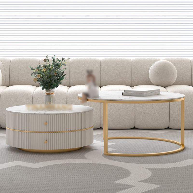 Round Nesting Coffee Table Set Frame Coffee Table with Storage Clearhalo 'Coffee & Accent Tables' 'Coffee Tables' 'coffee_tables' 'furn' 'furn_coffee_tables' 'Furniture' 'Living Room Furniture' 1200x1200_511c4997-0163-45aa-8e39-657a25400055