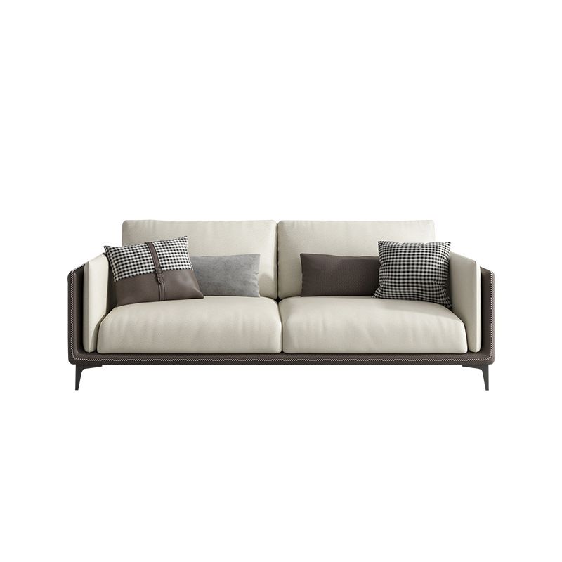 Contemporary Recessed Arm Sectional Stain-Resistant Faux Leather Sofa with Cushion Back Clearhalo 'furn' 'furn_sectionals' 'Furniture' 'furniture_sectionals' 'kitchen' 'kitchen_sectionals' 'Living Room Furniture' 'Sectionals' 1200x1200_511d1283-be78-4f84-905c-b760113c568b
