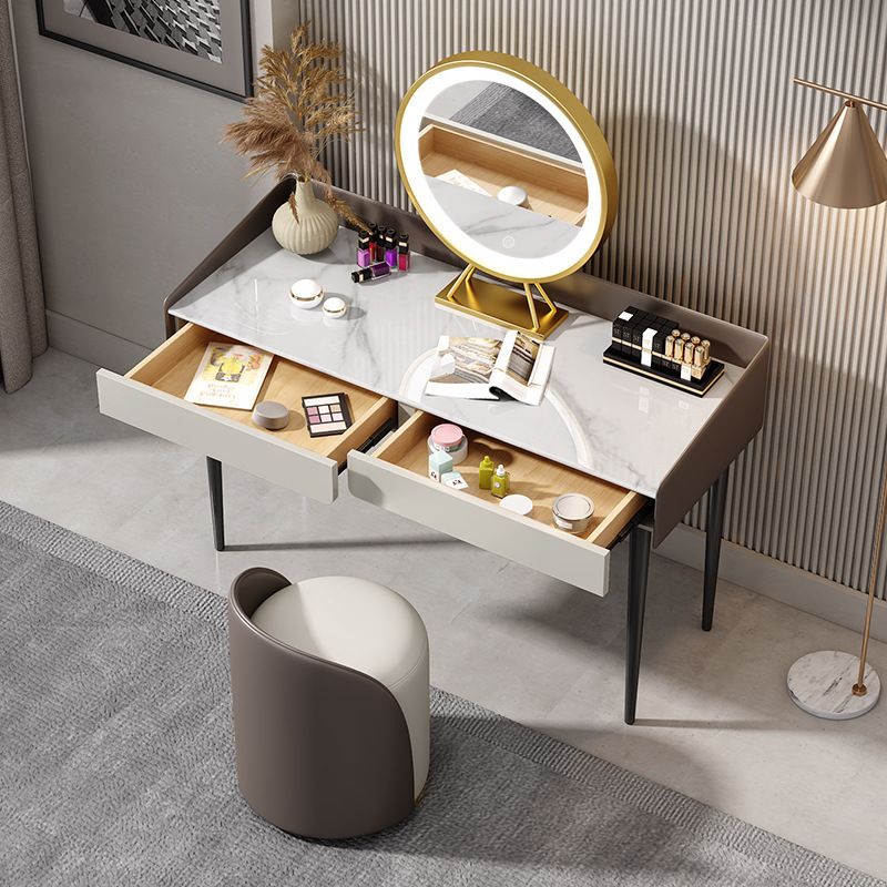 29,52 "altezza tavolo da trucco a 2 cassetti moderno sgabello da vanità in ardesia moderna