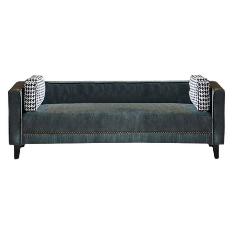 Hedendaagse donkergroene bank Tuxedo Arm Faux Leather Lederen Room Band