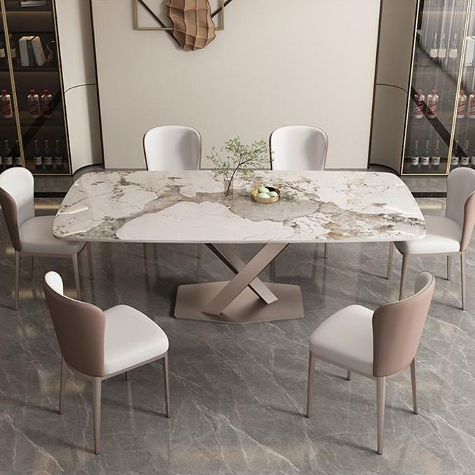 Juego de comedor glamoroso para el comedor 1/2/5/7 PCS Juego de mesa de comedor blanca brillante