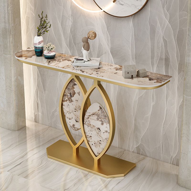 Tavolo console di ferro in pietra glam tavolo divano console mezza luna per sala