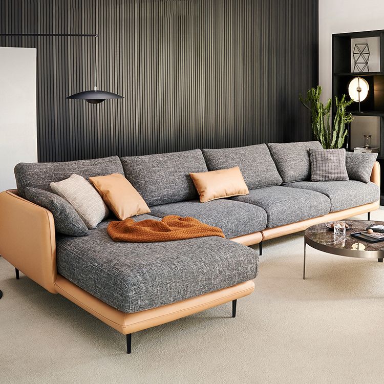 Modern Tuxedo Arm Removable Cushions Sofa with Pillows 35.43" for Living Room Clearhalo 'furn' 'furn_sectionals' 'Furniture' 'furniture_sectionals' 'kitchen' 'kitchen_sectionals' 'Living Room Furniture' 'Sectionals' 1200x1200_5125f028-e3d4-4c1a-b0d3-c40b76879fa8