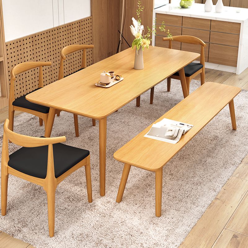 Natural Solid Wood Dining Table Rectangle Dining Table for Dining Room
