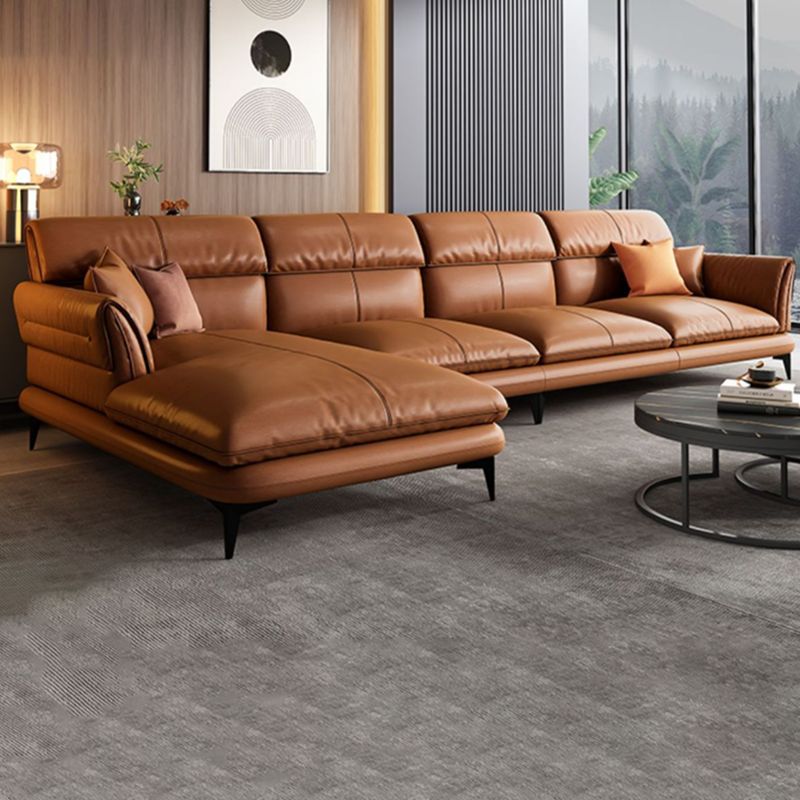 Modern Cushions Flared Arm Seating Living Room Faux Leather Stationary Sofa Clearhalo 'furn' 'furn_sectionals' 'Furniture' 'Living Room Furniture' 'Sectionals' 1200x1200_51296578-1dbf-4183-89dc-3cfe028f594e