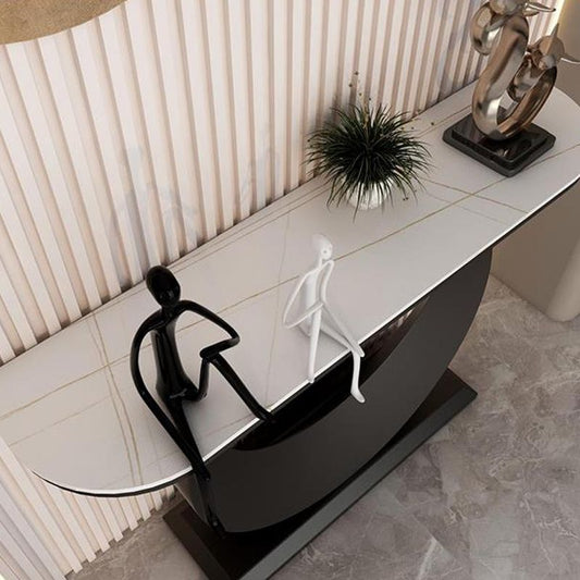 Modern Half Moon Console Table Antique Finish Console Sofa Table Clearhalo 'Console Tables' 'console_tables' 'Entry & Mudroom Furniture' 'furn' 'furn_console_tables' 'Furniture' 1200x1200_512b0fb0-82a5-4f91-a8ea-dea1a16eca84