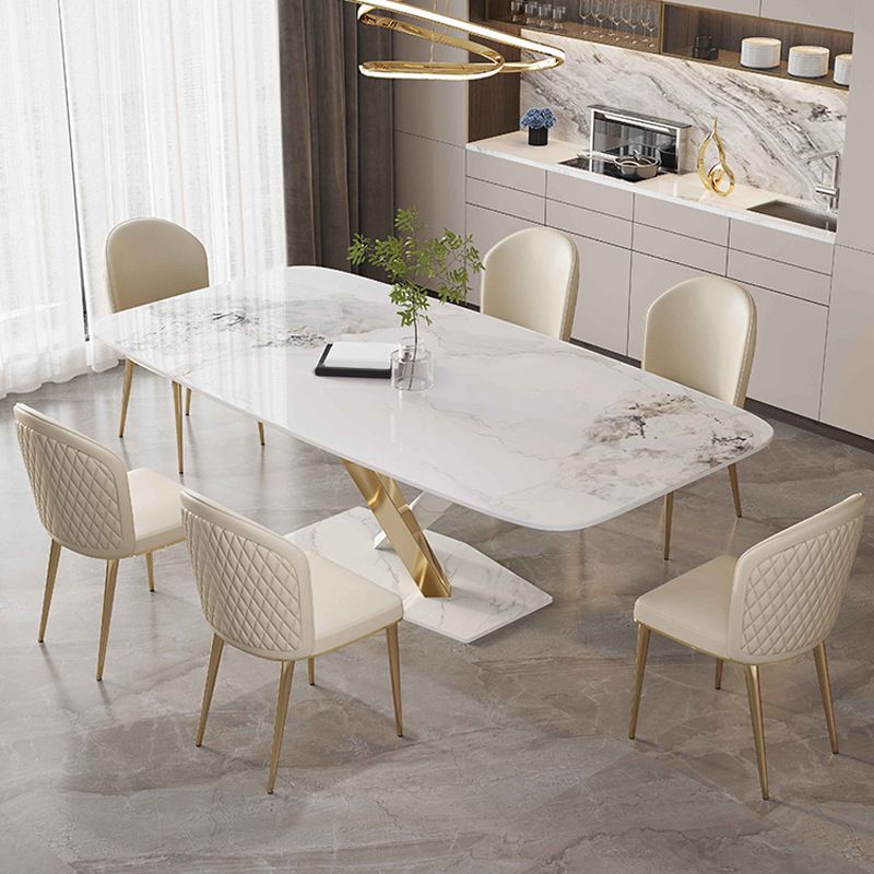 Glam Sintered Stone Dining Set 1/4/5/7 Pieces Dining Set with Pedestal Base Clearhalo 'Dining Room Sets' 'Dining Tables & Seating' 'dining_room_set' 'furn' 'furn_dining_room_set' 'Furniture' 'Kitchen & Dining Furniture' 1200x1200_512b72a5-1b33-4ec7-a779-1da2e52f309d