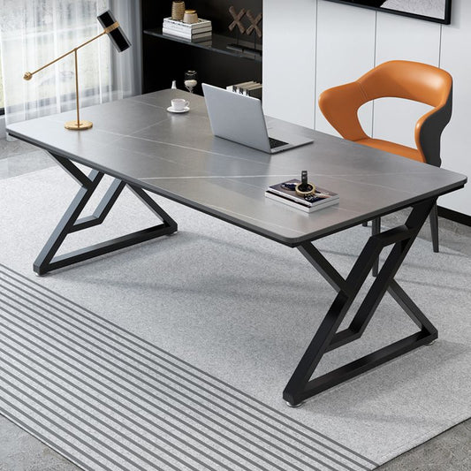 Industriële computerbureau antieke afwerking rechthoekige kantoorbureau met metalen benen