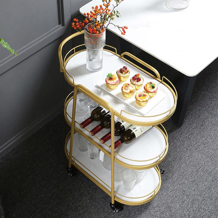 Modern Style Oval Prep Table Rolling Metal Prep Table for Home