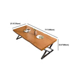 Scandinavian Rectangle Solid Wood Coffee Table Metal Sled Cocktail Table