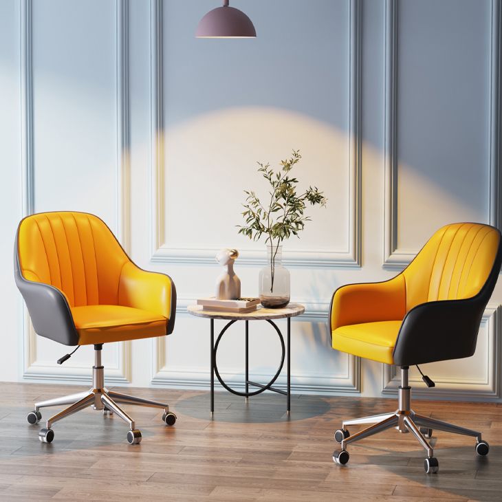 Contemporary Upholstered Arms Desk Chair Height-adjustable Office Chair Clearhalo 'furn' 'furn_office_chair' 'Furniture' 'Office Chairs' 'Office Furniture' 'office_chair' 1200x1200_512cda65-fa4e-4806-bac7-cd86e910e703