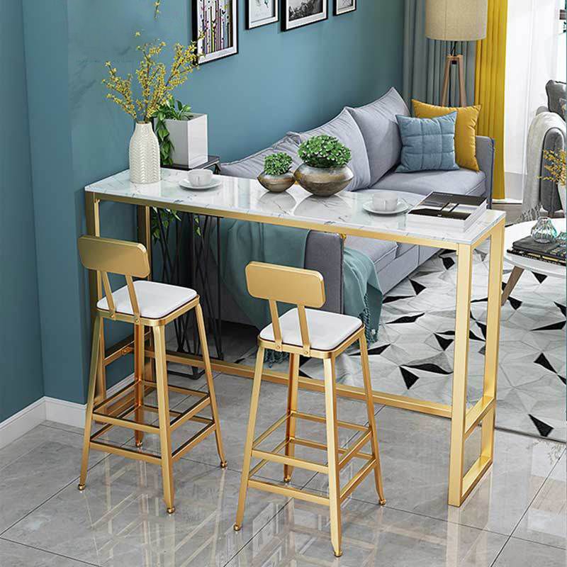 Glam Style 1/2/3 Pieces Bar Table Set Rectangle Bar Table with High Stools for Kitchen Clearhalo 'Bar Furniture' 'furn' 'furn_home_bar_bar_sets' 'Furniture' 'Home Bars & Bar Sets' 'home_bar_bar_sets' 'Kitchen & Dining Furniture' 1200x1200_512d80a9-9648-401c-87ef-ccd4b8834536