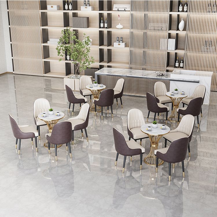 Round Scandinavian Style Dining Room Set Sintered Stone Dining Furniture Set with Metallic Base Clearhalo 'Dining Room Sets' 'Dining Tables & Seating' 'dining_room_set' 'furn' 'furn_dining_room_set' 'Furniture' 'furniture_dining_room_set' 'Kitchen & Dining Furniture' 'kitchen&dining_furn' 'kitchen' 1200x1200_512e46d8-75a8-4341-8484-3a84a6aafac4