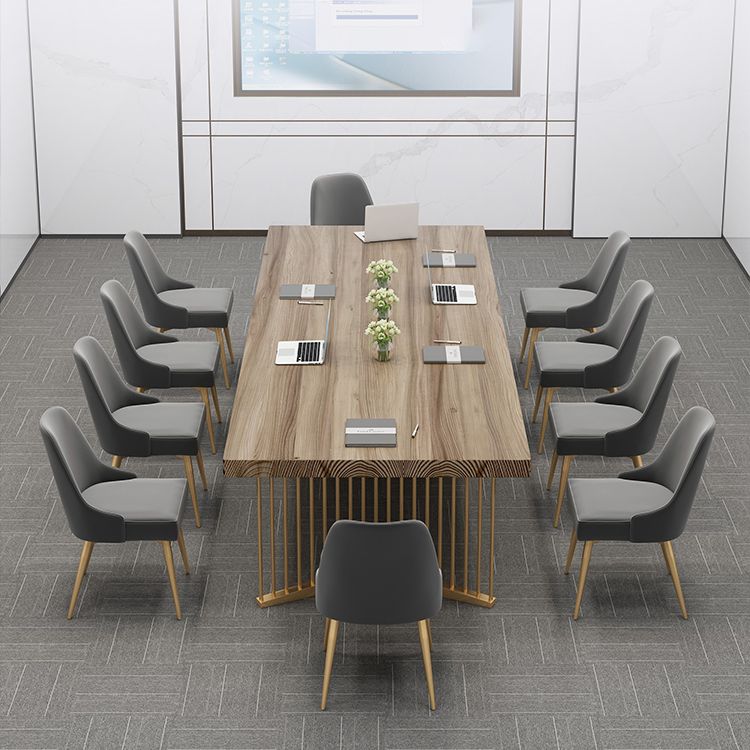 Scrivania rettangolare moderna scrivania naturale da ufficio con gambe metalliche