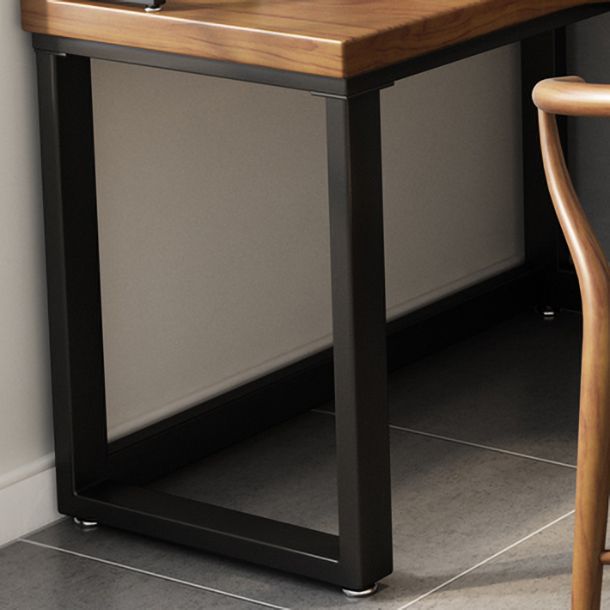 Solid Wood Writing Desk Brown L-Shape Desk with Black Steel Table Leg Clearhalo 'furn' 'furn_office_desk' 'Furniture' 'furniture_office_desk' 'Office Desks' 'Office Furniture' 'office_desk' 1200x1200_51320d5c-a215-4016-93db-da426a80028a