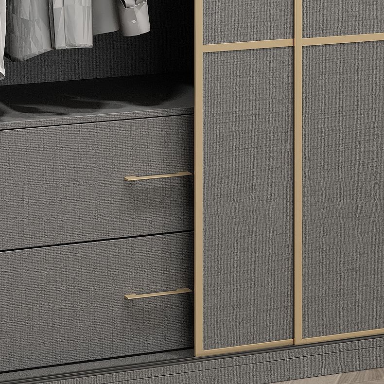 Couleur gris de style contemporain tige de tissu en bois incluse la garde-robe placard
