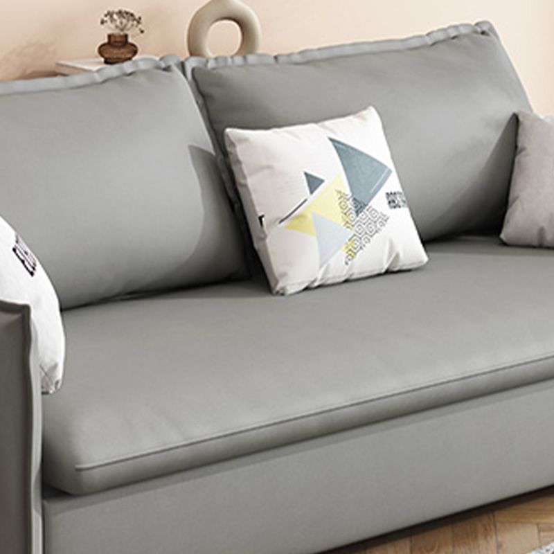 Contemporary Grey Bonded Leather Sleeper Sofa with Storage and Square Arms Clearhalo 'furn' 'furn_futons' 'Furniture' 'Futons & Daybeds' 'Futons' 'Living Room Furniture' 1200x1200_51327083-fe74-43d4-aa06-35da2f7aa4be