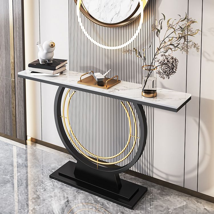 Stone Rectangle Console Table 1-shelf 31.5" Tall End Table for Hall Clearhalo 'Console Tables' 'console_tables' 'Entry & Mudroom Furniture' 'furn' 'furn_console_tables' 'Furniture' 1200x1200_513304e9-7d58-4284-9f6a-0cb987adf566