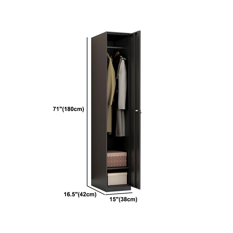 Metal Industrial Cabinet with Hinged Door Black Steel Storage Cabinet for Home Clearhalo 'Armoires & Wardrobes' 'armoires_wardrobes' 'Bedroom Furniture' 'furn' 'furn_armoires_wardrobes' 'Furniture' 1200x1200_5134e85e-f2d2-47a0-b6ae-6cd16ee2fa44