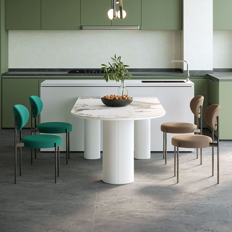 White Tripod Base Dining Table Stone Top Modern Dining Room Kitchen Table Clearhalo 'Dining Tables & Seating' 'Dining Tables' 'dining_table' 'furn' 'furn_dining_table' 'Furniture' 'furniture_dining_table' 'Kitchen & Dining Furniture' 'kitchen' 'kitchen_dining_table' 1200x1200_5137dff6-5319-4013-8c59-30065c367517