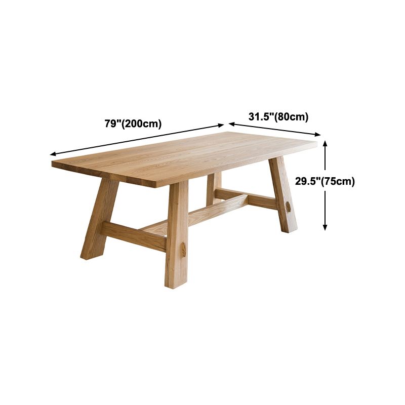 Contemporary Style Dining Table Natural Rectangle Solid Wood Dinner Table