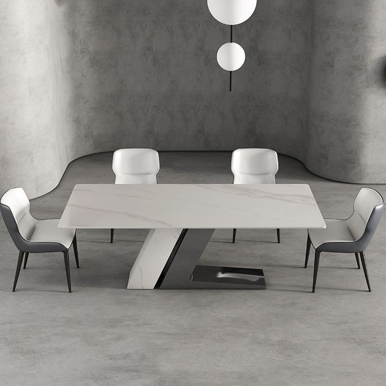 Modern White Sintered Stone Dining Table Set 1/4/5/7 Pieces Dining Set for Home Use