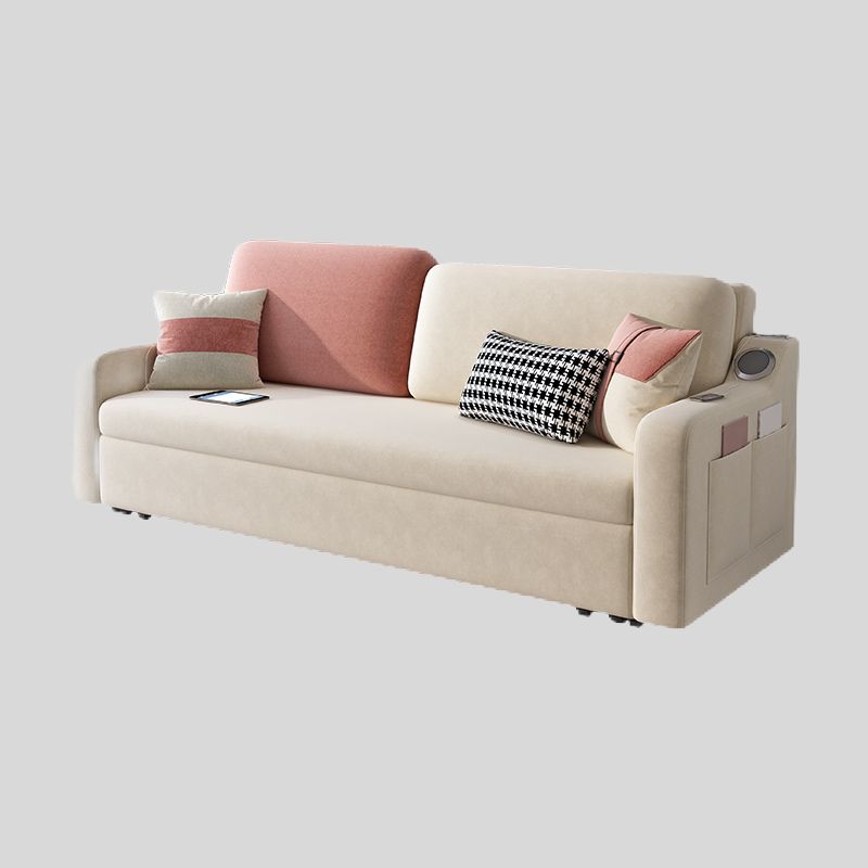 Convertible Sofa Bed with Storage Velvet Sloped Arm Futon Sofa Bed Clearhalo 'furn' 'furn_sofas' 'Furniture' 'furniture_sofas' 'kitchen' 'kitchen_sofas' 'Living Room Furniture' 'Sofa' 'sofas' 1200x1200_513e81df-37a1-40b9-81c3-9c31e5747dc7
