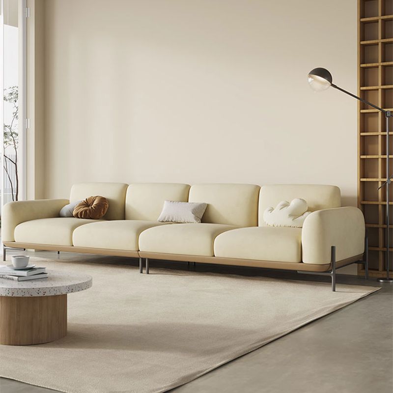 Light Brown Cushions Round Arm Transitional Modern Sofa for Living Room Clearhalo 'furn' 'furn_sofas' 'Furniture' 'furniture_sofas' 'kitchen' 'kitchen_sofas' 'Living Room Furniture' 'Sofa' 'sofas' 1200x1200_5140c541-a557-4757-8ba4-4296a92d46c5
