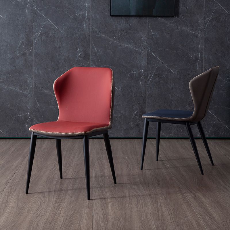 Contemporary Armless Chair Matte Finish Leather Curved Wingback Side Chair for Dining Room Clearhalo ' kitchen&dining_furn' 'Dining Chairs' 'Dining Tables & Seating' 'dining_chair' 'furn' 'furn_dining_chair' 'Furniture' 'furniture_dining_chair' 'Kitchen & Dining Furniture' 'kitchen' 1200x1200_5142d442-6c3a-410c-8bb9-9ef1fa225bc3