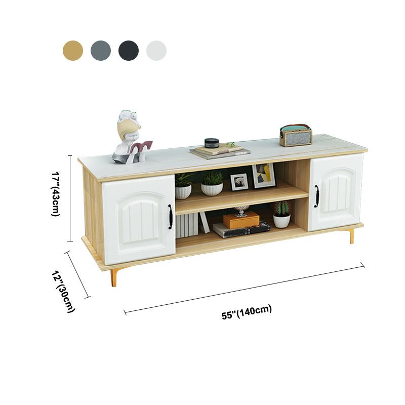 Console TV in legno moderno Console Open Storage TV con 2 porte, 12 "D x 17" H