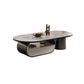 Elliptical Slate Top Coffee Table 1 -shelf Glam Cocktail Table with 1 - Drawer