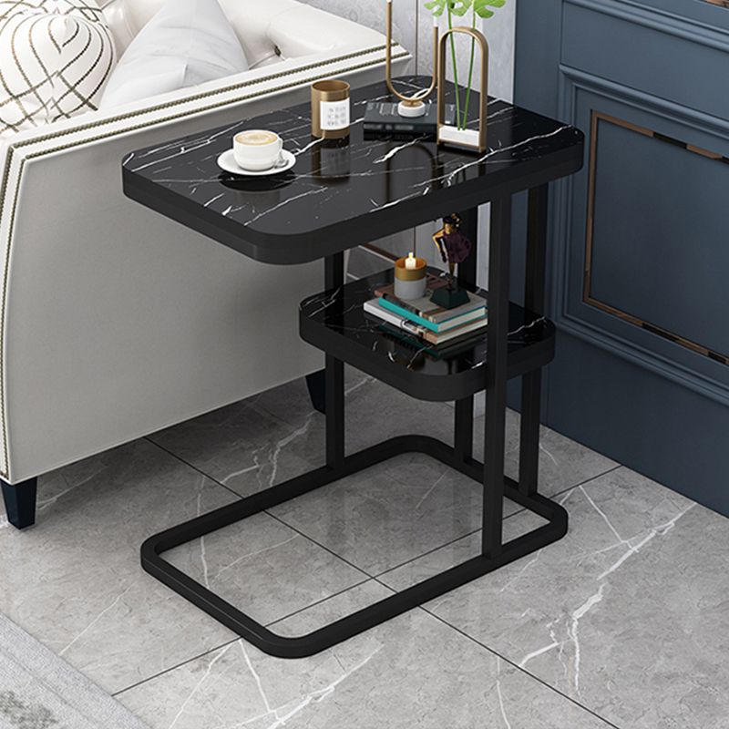 Modern Style Gold/black Metal Base Black/white Slate Top Rectangular Side Table Clearhalo 'Coffee & Accent Tables' 'End & Side Tables' 'end_side_tables' 'furn' 'furn_end_side_tables' 'Furniture' 'Living Room Furniture' 1200x1200_5145b2a6-00cb-4c5c-bf09-dbfe0add73f4