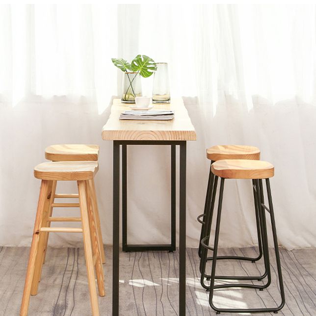 Modern Rectangle Bar Dining Table Wood Sled Bar Height Pub Table with Iron Base Clearhalo 'Bar Furniture' 'Bar Tables' 'bar_tables' 'furn' 'furn_bar_tables' 'Furniture' 'furniture_bar_tables' 'Kitchen & Dining Furniture' 1200x1200_514600bd-d7ee-4082-9004-efd506d151e1
