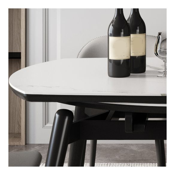 Simplicity Round Dining Table White Sintered Stone Table with 4 Ash Solid Wood Legs Clearhalo ' dining_table' 'Dining Tables & Seating' 'Dining Tables' 'furn' 'furn_dining_table' 'Furniture' 'furniture_dining_table' 'Kitchen & Dining Furniture' 'kitchen&dining_furn' 'kitchen' 'kitchen_dining_table' 1200x1200_51464df9-3313-405f-913c-daaeaa5d2109