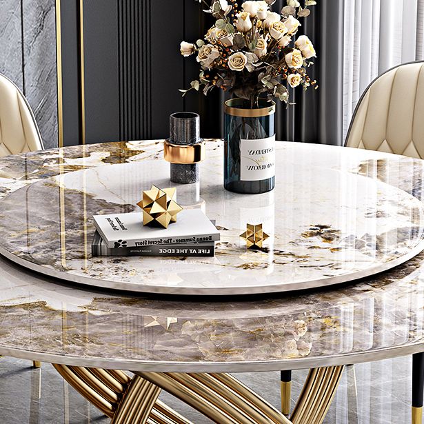 Traditional Luxury Dining Table Round Convertible Dining Table with Pedestal