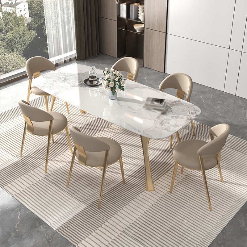 Nordic Glam Sintered Stone Dining Table Set 1/4/5/7 Pieces Dining Set for Home Clearhalo 'Dining Room Sets' 'Dining Tables & Seating' 'dining_room_set' 'furn' 'furn_dining_room_set' 'Furniture' 'furniture_dining_room_set' 'Kitchen & Dining Furniture' 1200x1200_5148480f-07ad-419a-8c06-be81a93fe1a2