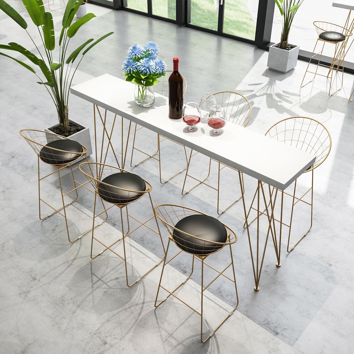 Gold Glam Style Bar Table in Iron Top and Faux Marble Milk Tea Shop Bar Table, Only Table Clearhalo 'Bar Furniture' 'Bar Tables' 'bar_tables' 'furn' 'furn_bar_tables' 'Furniture' 'furniture_bar_tables' 'Kitchen & Dining Furniture' 1200x1200_514a2828-84d0-4969-8f05-bcae0a0e8e7d