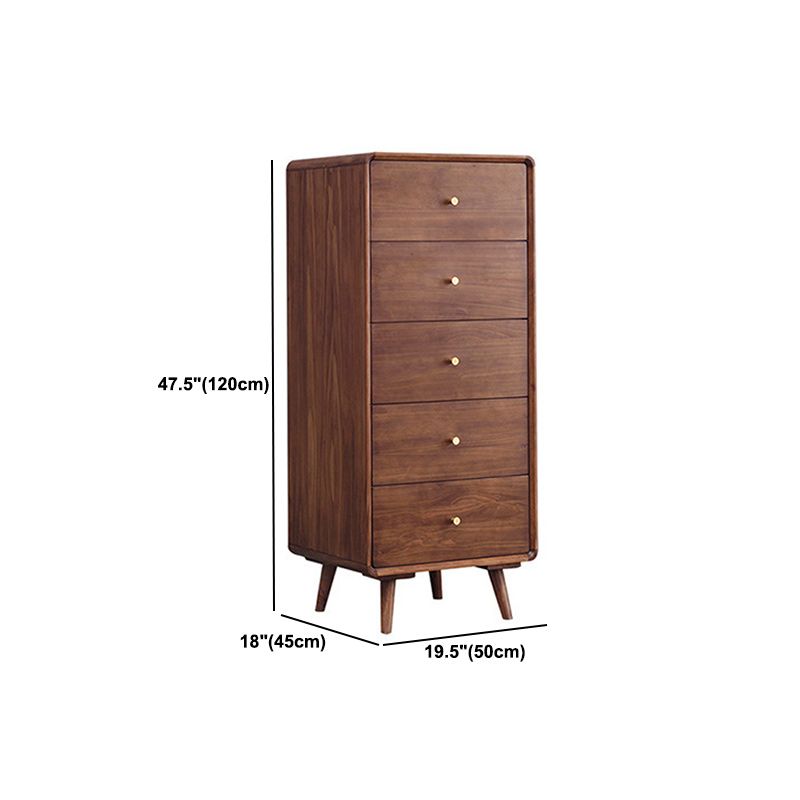 Mid-Century Modern Chest with Drawers and Straight Legs in Brown
