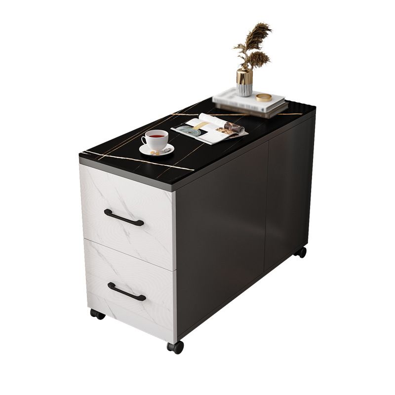 Contemporary 1-Door 2-Drawer Side Table with Casters - 24.4" H Clearhalo 'Coffee & Accent Tables' 'End & Side Tables' 'end_side_tables' 'furn' 'furn_end_side_tables' 'Furniture' 'Living Room Furniture' 1200x1200_514b9597-2033-4718-84c6-d5758f95bc99