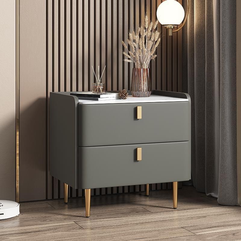 20"W X 20" H Modern Accent Table Nightstand Stone and Wood Nightstand with 2-drawer Clearhalo 'Bedroom Furniture' 'furn' 'furn_night_stand' 'Furniture' 'night_stand' 'Nightstands' 1200x1200_514c699a-be2e-4090-8f2e-5575b45e2e74
