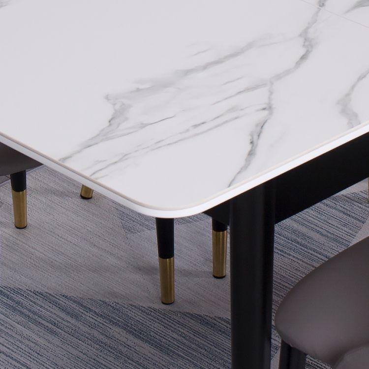 Contemporary Rectangle Dining Room Table White Sintered Stone Table with 4 Legs Clearhalo ' dining_table' 'Dining Tables & Seating' 'Dining Tables' 'furn' 'furn_dining_table' 'Furniture' 'furniture_dining_table' 'Kitchen & Dining Furniture' 'kitchen&dining_furn' 'kitchen' 'kitchen_dining_table' 1200x1200_514c975b-96af-48db-8fb3-264a0c4d0527