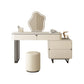 Contemporary Beige Makeup Vanity Desk with Drawers and Wooden Top