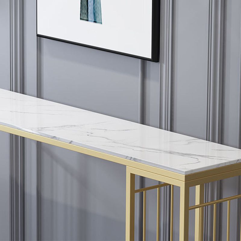 Modern Bar-height Table Stone Bar Table with Gold Base and Storage Clearhalo 'Bar Furniture' 'Bar Tables' 'bar_tables' 'furn' 'furn_bar_tables' 'Furniture' 'Kitchen & Dining Furniture' 1200x1200_51509a09-5472-4bb0-9fe1-dd04720bcedb