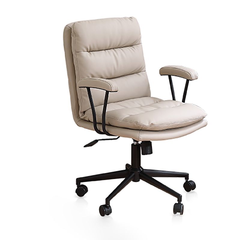 Modern Leather Chair Padded Arms Adjustable Seat Height Office Chair with Wheels Clearhalo 'furn' 'furn_office_chair' 'Furniture' 'Office Chairs' 'Office Furniture' 'office_chair' 1200x1200_5152f0a6-07ea-4168-89e3-98d981b1a20e
