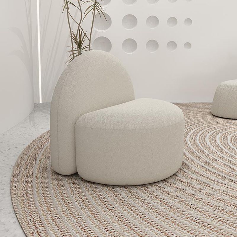 Contemporary Camel Back Armless Settee Fabric Curved Sofa in White