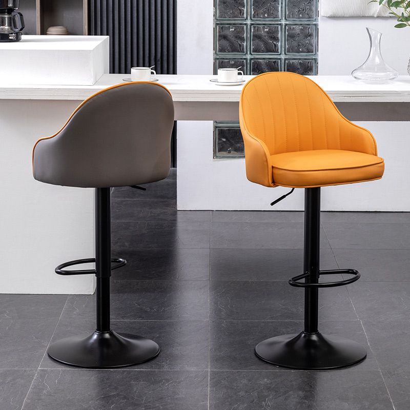 Adjustable Armed Swivel Barstools Faux Leather Bar Stools with Metal Legs